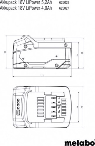 Аккумулятор METABO 18 V 4.0 Ач Li-Power Extreme CAS [625027000]