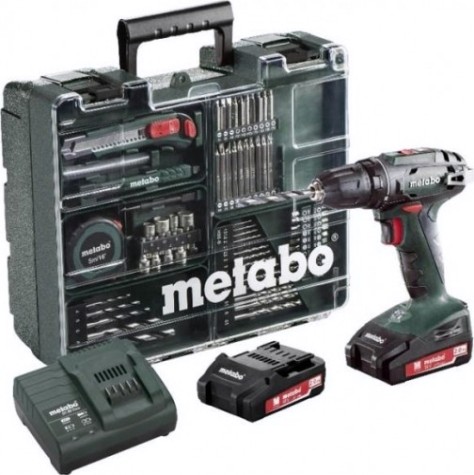 Аккумуляторная дрель-шуруповерт METABO BS 18 2x2,0 Ач, с набором оснастки [602207880]