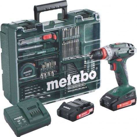 Аккумуляторный шуруповерт METABO BS 18 Quick 2x2,0 Ач, с набором оснастки [602217880]