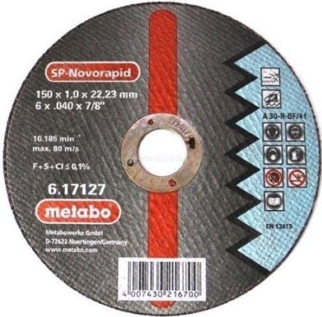 Диск отрезной по нержавеющей стали METABO 150x1,0x22,23 мм SP-Novorapid RU [617164000]