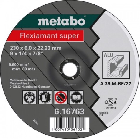 Диск шлифовальный по металлу METABO 125x6,0х22,23 мм A36M ALU Flexiamant S [616749000]