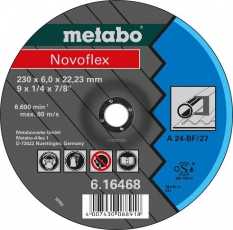 Диск шлифовальный по металлу METABO 180x6,0х22,23 мм A30 Novoflex [616465000]