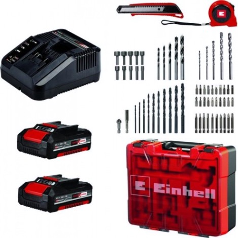 Дрель-шуруповерт аккумуляторная EINHELL TE-CD 18/40 Li-I + набор оснастки 69 предм. [4513992]