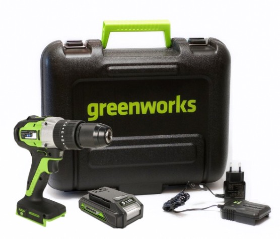 Дрель-шуруповерт аккумуляторная GREENWORKS GD24DD60K2 1х2 Ач (3704107UA) [3704107UA]