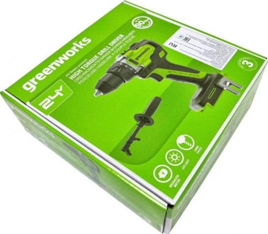 Дрель-шуруповерт аккумуляторная GREENWORKS GD24DD90, бесщеточная без АКБ и ЗУ [3707507]