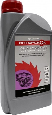 Масло для 4-тактных бензиновых двигателей ИНТЕРСКОЛ 1 л [2600 008]