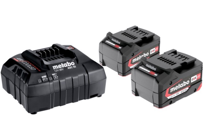Набор аккумуляторов и зарядное устройство METABO 18V Basic-Set 2х4.0 Ач Li-ion+3У ASC 55 [RU_685050000]