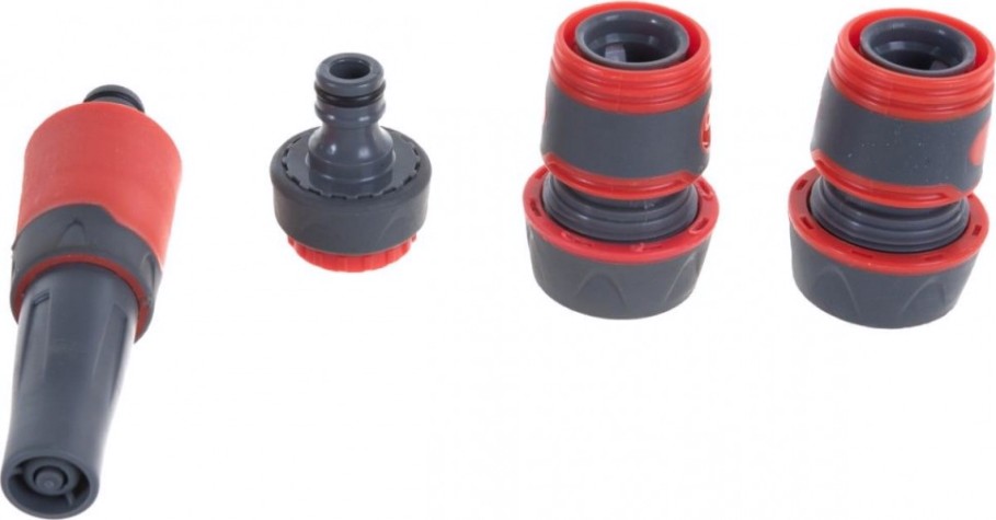 Набор для полива QUATTRO ELEMENTI 4 предмета. соединитель 3/4"-2шт., штуцер 1/2" и 3/4", насадка мя [646-201]