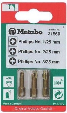 Набор насадок METABO Torsion PH 1/2/3 х25 мм (3шт) [631560000]