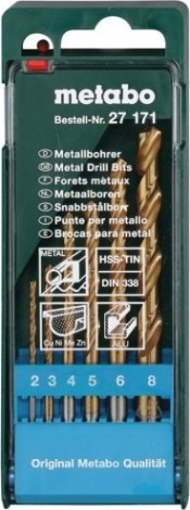 Набор сверл по металлу METABO HSS-TiN 6 шт. (2-8 мм) 627171000 [627171000]