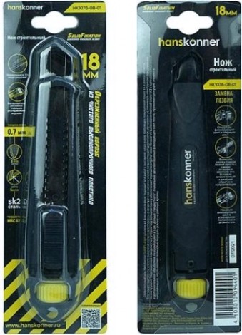 Нож для строительных работ HANSKONNER HK1076-08-01 18мм Нож для строительных работ HANSKONNER HK1076-08-01 18мм