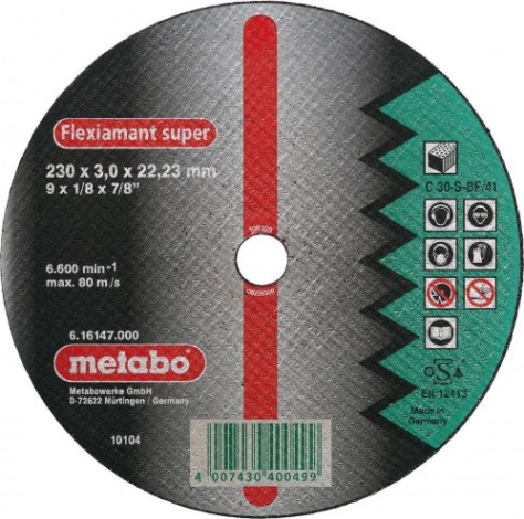 Отрезной круг по камню METABO 230x3,0x22,23 мм прямой С30 [616453000]