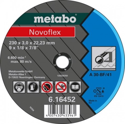 Отрезной круг по металлу METABO 115x2,5x22,23 мм A30 Novoflex [616442000]