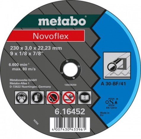 Отрезной круг по металлу METABO 125x2,5x22,23 мм A30 вогнутый Novoflex [616456000]
