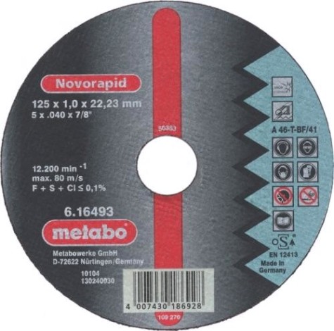 Отрезной круг по нержавеющей стали METABO 125x1,0x22,23 мм A46T Inox Novorapid [617020000]