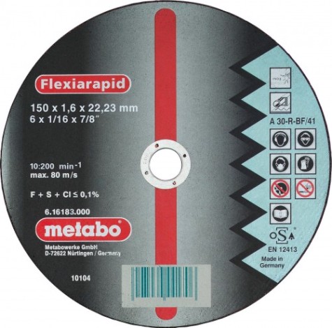 Отрезной круг по нержавеющей стали METABO 180x1,6x22,23 мм A30R Flexiarapid [616184000]