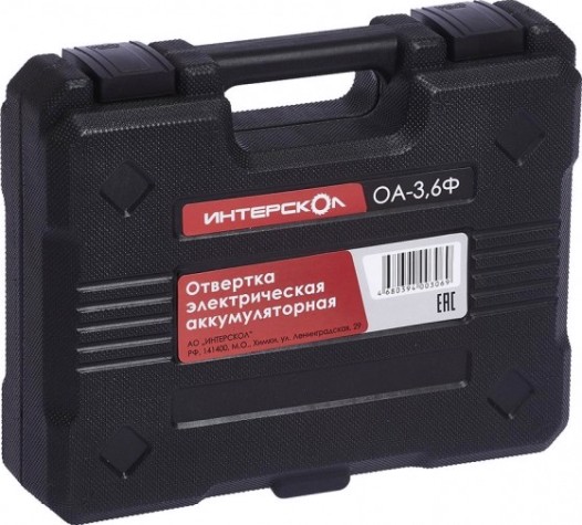 Отвертка аккумуляторная ИНТЕРСКОЛ ОА-3.6 Ф ДМ (кейс) [433.0.1.00]