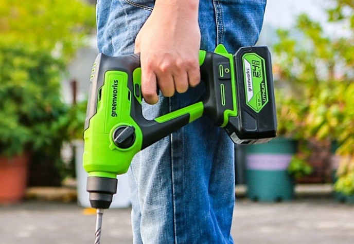 Перфоратор аккумуляторный GREENWORKS GD24SDS1K2 бесщеточный [3803107UA]