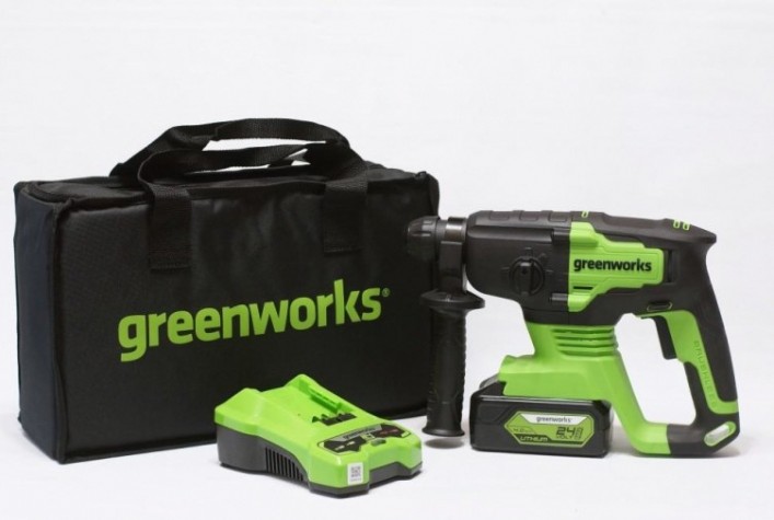 Перфоратор аккумуляторный GREENWORKS GD24SDS2K4 бесщеточный [3803007UB]