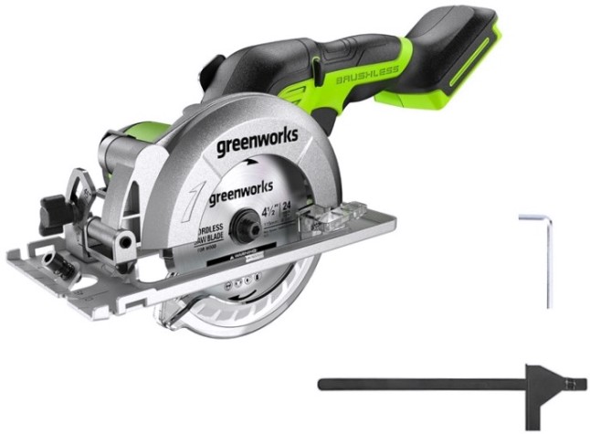 Пила циркулярная аккумуляторная GREENWORKS G24MCS, бесщеточная без АКБ и ЗУ [1501207]