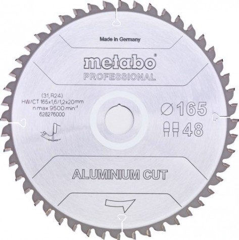 Пильный диск по алюминию METABO 165x48тх20мм ALUMINIUM CUT—PROFESSIONAL [628276000]