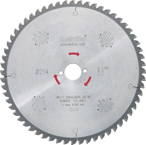 Пильный диск универсальный METABO 254х80х30мм HM [628223000]