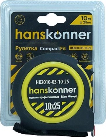 Рулетка HANSKONNER HK2010-03-10-25 мощн магнит Рулетка HANSKONNER HK2010-03-10-25 мощн магнит