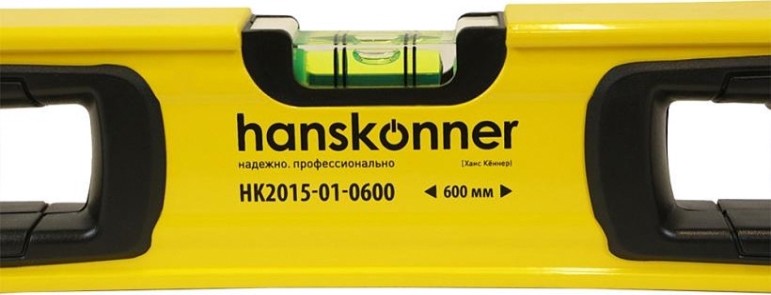 Уровень строительный HANSKONNER HK2015-01-0600 алюм. 600мм, 3 колбы, магнит Уровень строительный HANSKONNER HK2015-01-0600 алюм. 600мм, 3 колбы, магнит